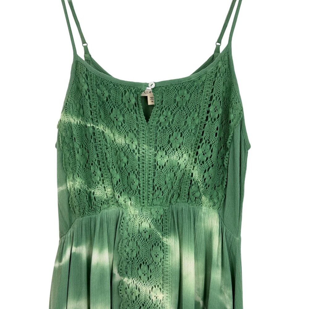 NWOT Green Crochet Tie Dye Mini Slip Dress S | Boho Grunge Fairycore Whimsigoth - Picture 14 of 16